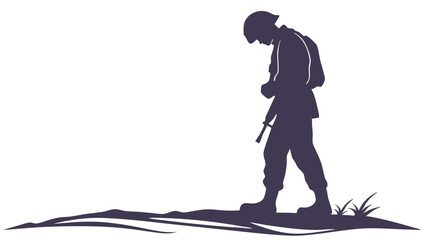 Military tribute with US flag and faith - Silhouette on white background

