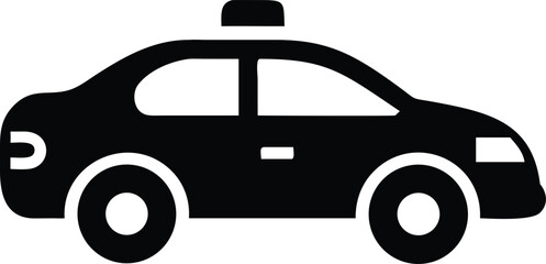 Taxi Icon Silhouette Simple Vector Graphic of a Car for Cab Service Transportation or App Design in Black and White