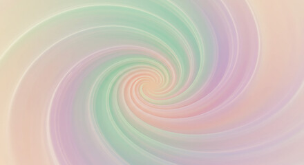 Obraz premium Captivating abstract spiral in soft pastel shades: light green, delicate lavender, warm peach. Smooth, hypnotic swirl creates dreamy, serene, soothing visual perfect for calm backdrops.