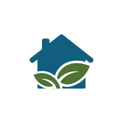 Home and Leaf Combine Logo Design Vector,