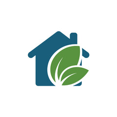 Home and Leaf Combine Logo Design Vector,