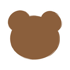 Brown grunge animal face silhouette. Bear head on isolated background. Vector illustration.