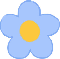 Single Petal Beauty: A digitally crafted, adorable blue flower with a sunny yellow center. it's a simple and joyful image, perfect for adding a touch of nature's charm.