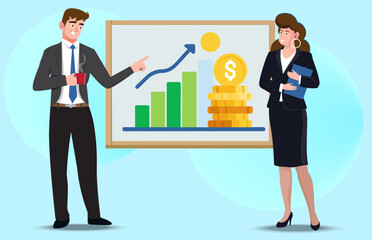 Partners communicating at the board, discussing a business plan, reaching a business agreement, decision or partnership deal.