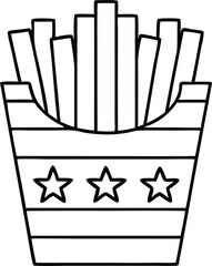 Fast Food Icon French Fries Outline Vector , 4th of July icon