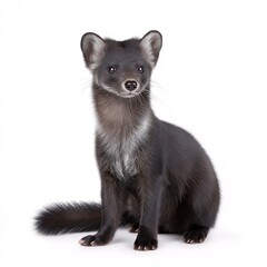 Obraz premium Adorable European Marten in Wild Forest Endangered Agile Predator with Stylish Fur Coat and Graceful Wildlife Behavior