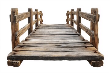Fototapeta premium Explore the Scenic Countryside with a Rustic Wooden Bridge. Nature Walk and Hiking Trail Gem