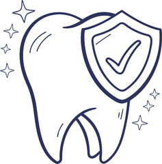 Tooth protection, outline vector icon illustration