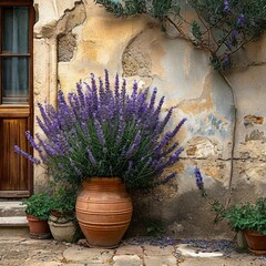 flowers lavand on the wall