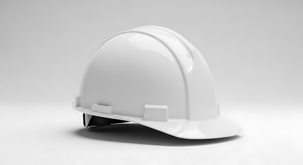 Fototapeta premium White Construction Safety Helmet Isolated on White Background Representing Industry and Workplace Protection.