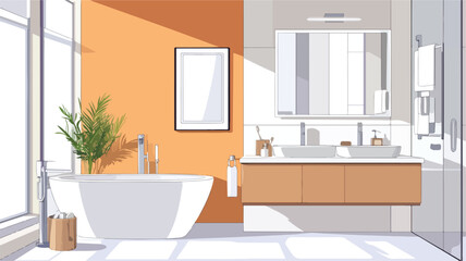 Modern Bathroom Plans Vector Art Illustration for Interior Design Projects