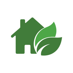 Home and Leaf Combine Logo Design Vector,