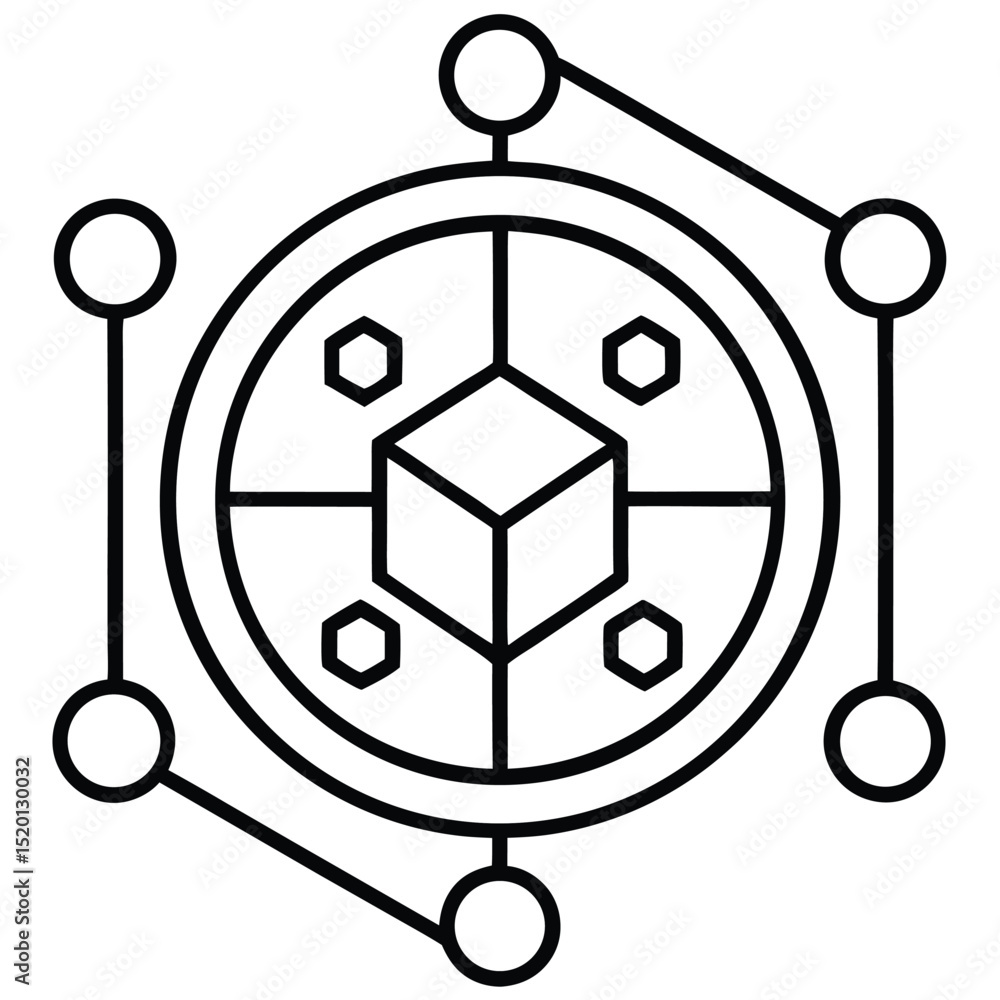 Poster interconnected cube a conceptual illustration of networked systems and data integration