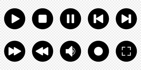Player icon button set vector illustration