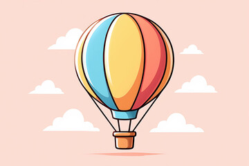 Obraz premium Cartoon Hot Air Balloon Illustration – 2D Vector 
