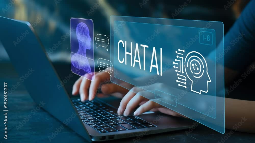 Aufkleber Explore the capabilities of a Chat Bot powered by Artificial Intelligence technology for seamless human interaction and efficient problem-solving in various applications.