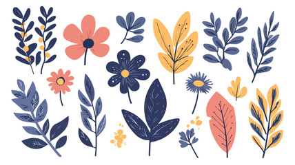 Elegant Linear Leaves and Flowers Vector Design for Creative Projects