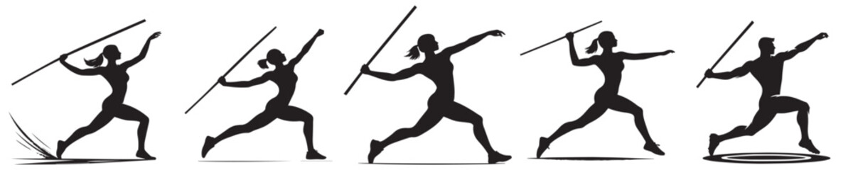 vector silhouette of javelin throwing athlete