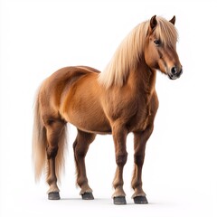 Obraz premium Majestic Brown Stallion Grazing in Idyllic Pasture Beautiful Equine Portrait