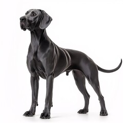 Black Great Dane Studio Shot. Elegant Canine Portrait Showcasing Shiny Coat and Loyal Expression