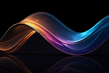 abstract 3d illustration of colorful wavy shape on Abstract colorful wave on a black background. 3d rendering, 3d illustration.