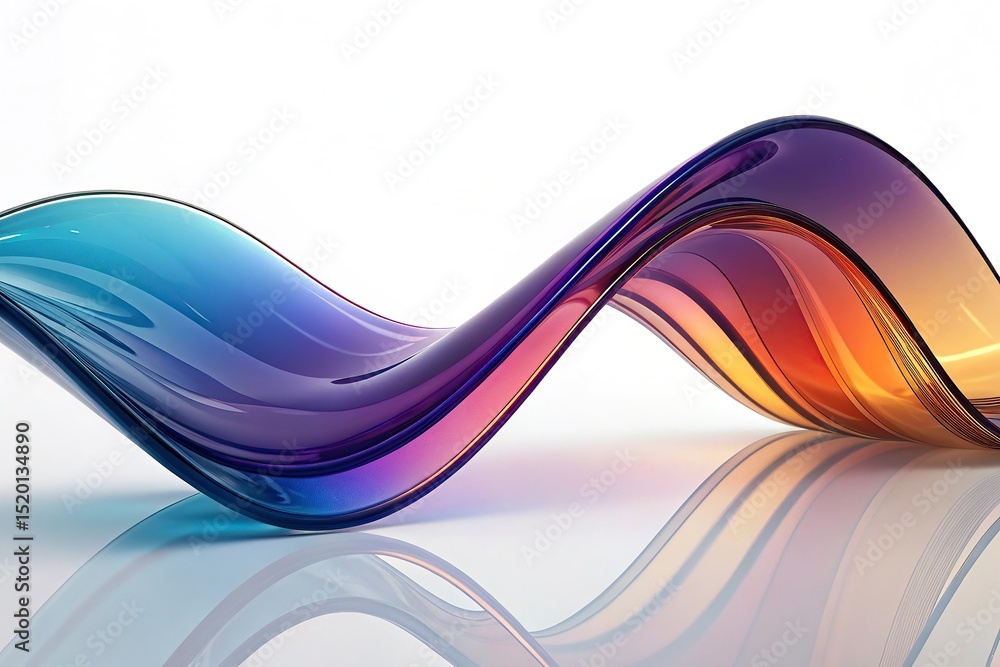 Poster abstract 3d illustration of colorful wavy shape on abstract colorful wave on a black background. 3d 