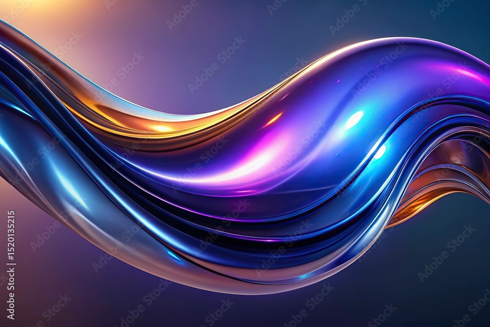 Poster abstract 3d illustration of colorful wavy shape on abstract colorful wave on a black background. 3d 
