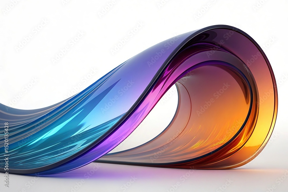 Poster abstract 3d illustration of colorful wavy shape on abstract colorful wave on a black background. 3d 