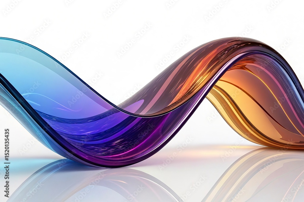 Poster abstract 3d illustration of colorful wavy shape on abstract colorful wave on a black background. 3d 