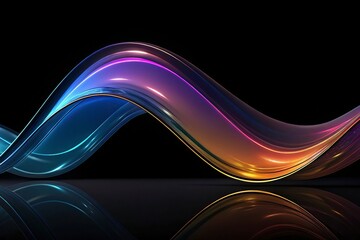 abstract 3d illustration of colorful wavy shape on Abstract colorful wave on a black background. 3d rendering, 3d illustration.