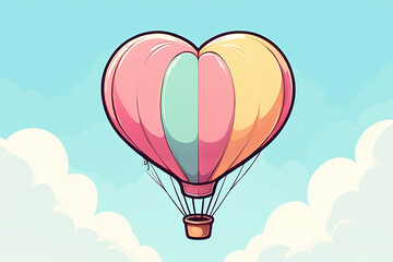 Obraz premium Cartoon Hot Air Balloon Illustration – 2D Vector 