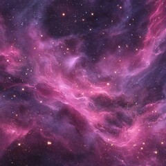 Obraz premium Vast cosmic nebula with glowing pink and purple gas clouds and stars.