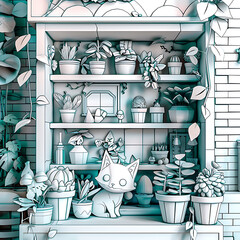 3d coloring book scene