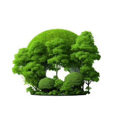 Green foliage with trees on black background