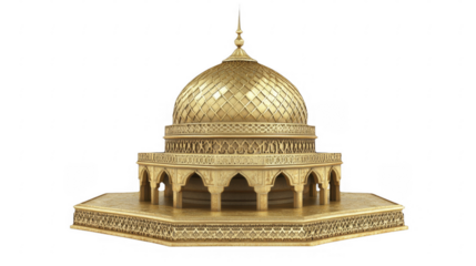 Detailed Miniature Golden Dome Structure on a Transparent Background, PNG Image, PNG File