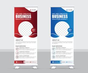 Modern Corporate business Roll-Up Banner Template layout Design, With Different Colors