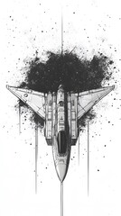 Detailed illustration of a fighter jet in flight.