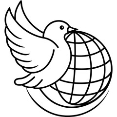 Peaceful Dove Holding Earth Globe World Peace Illustration