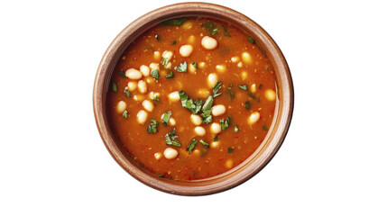 Bean soup with parsley in bowl on a transparent background, PNG image, PNG file.