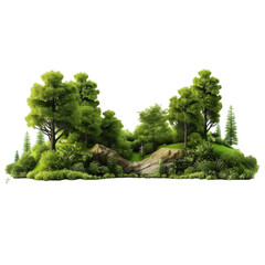 Lush green trees and grassy hill scene