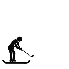 Pictogram of a Person Skiing and Playing Golf Simultaneously A Unique Winter Sport Concept