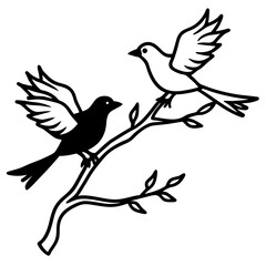 Wall Decal Design Featuring Birds Perched on a Branch