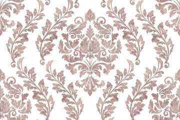 Obraz premium Watercolor damask seamless pattern element. Vintage classical old fashioned damask ornament, seamless texture for wallpapers, textile.