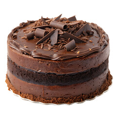 A whole chocolate cake isolated on a transparent background
