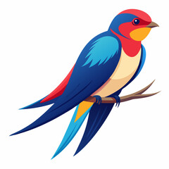 Colorful Illustration of a Swallow Bird Sitting on a Branch