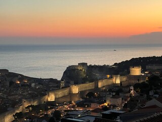 sunset over the city walls of Dubrovnik