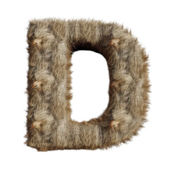 A furry letter d on a black background
