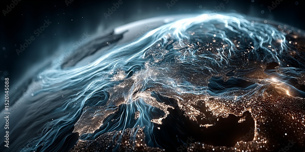 Aufkleber illuminated earth: a dynamic view of light patterns across europe and asia from space
