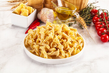 Raw dry Italian pasta - campanelle