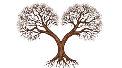 Fototapeta premium Heartwood Tree Roots Vector Illustration with Woodgrain Texture